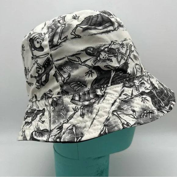 Espolon Tequila Reversible Black Bucket Hat Skeletons Graphic All Over Print - Picture 4 of 15